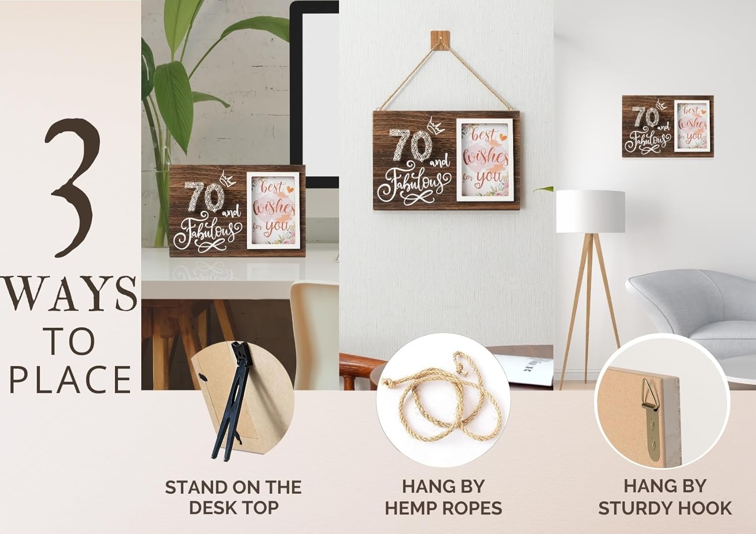 InnoBeta Regalos de cumpleaños para mujeres, mujeres, ella, marco de fotos de madera, foto de 4 x 6 pulgadas, decoración de cumpleaños de pared y