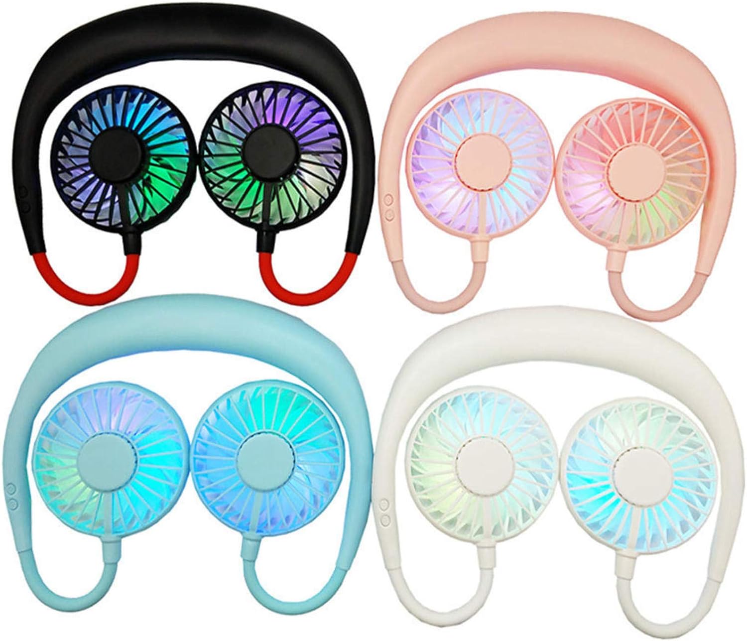 Ventilador de cuello deportivo USB, portátil recargable por USB, ventilador personal manos libres, ventilador de refrigeración portátil con doble