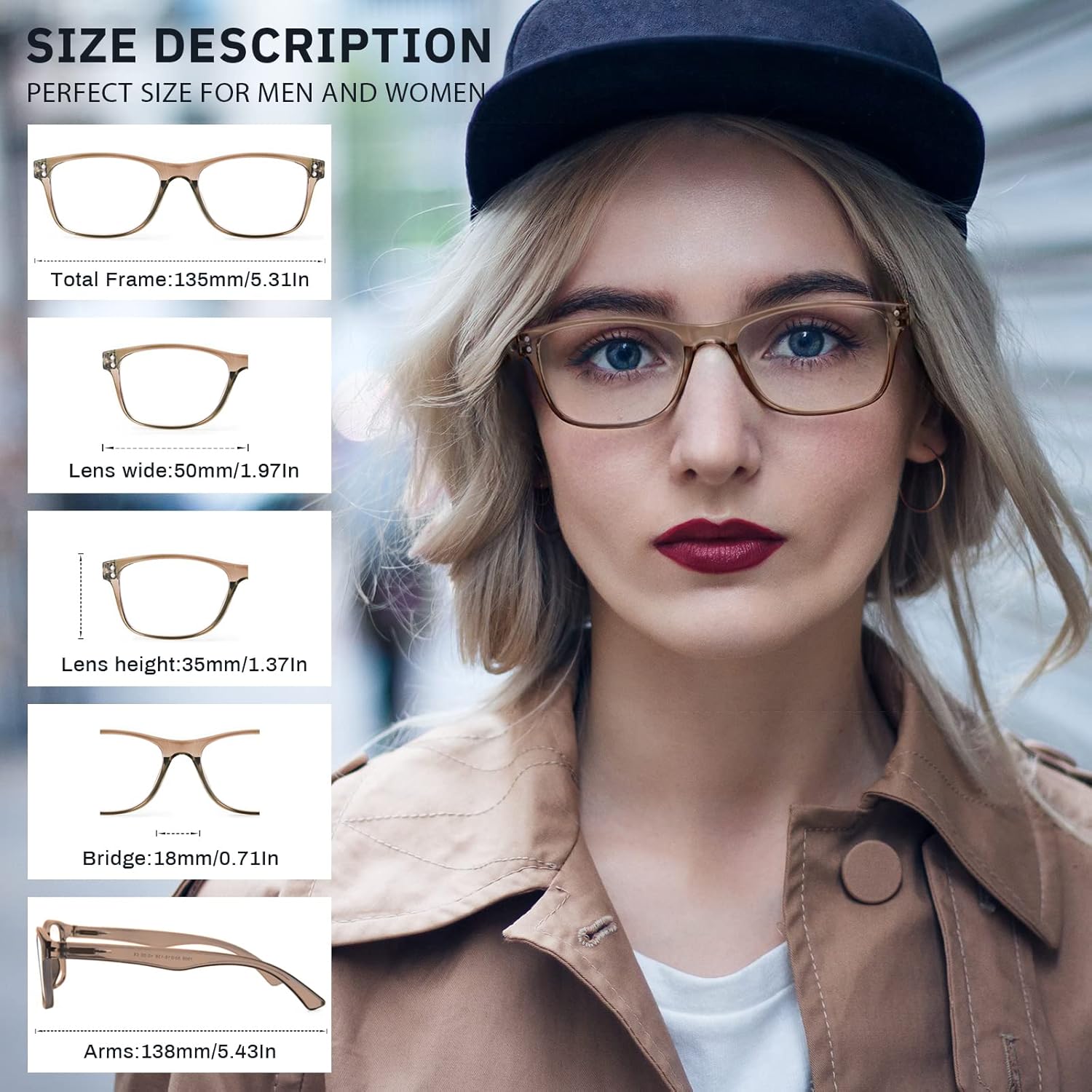 Lentes de lectura con bloqueo de luz azul para mujer, lentes de computadora antirreflejos, antifatiga y anti rayos UV, anteojos cuadrados falsos