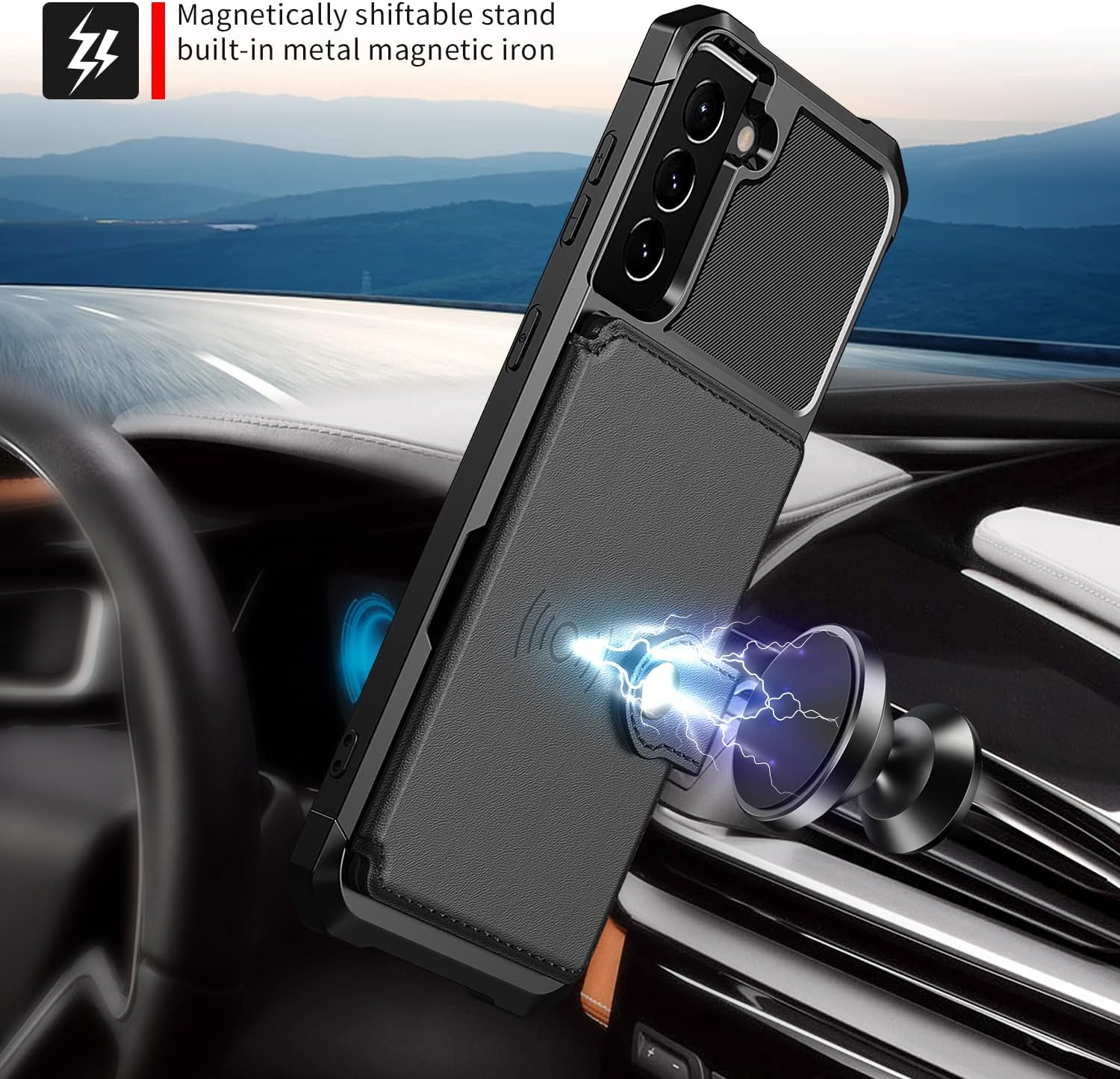 Asuwish Funda de teléfono para Samsung Galaxy S22 Plus S22+ 5G Funda tipo cartera con protector de pantalla de vidrio templado y ranura para tarjeta
