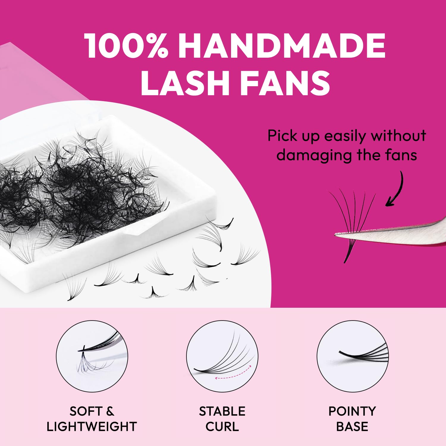 Eyesy Lash 500 abanicos Promade, 5D, 0.07, tamaño 0.433 in, rizo D, extensiones de pestañas postizas con volumen, extensiones de pestañas postizas