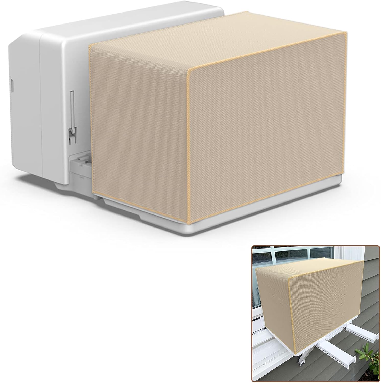BJADE’S Cubierta de aire acondicionado para ventana en forma de U, resistente, impermeable 600D poliéster al aire libre, a prueba de polvo y viento
