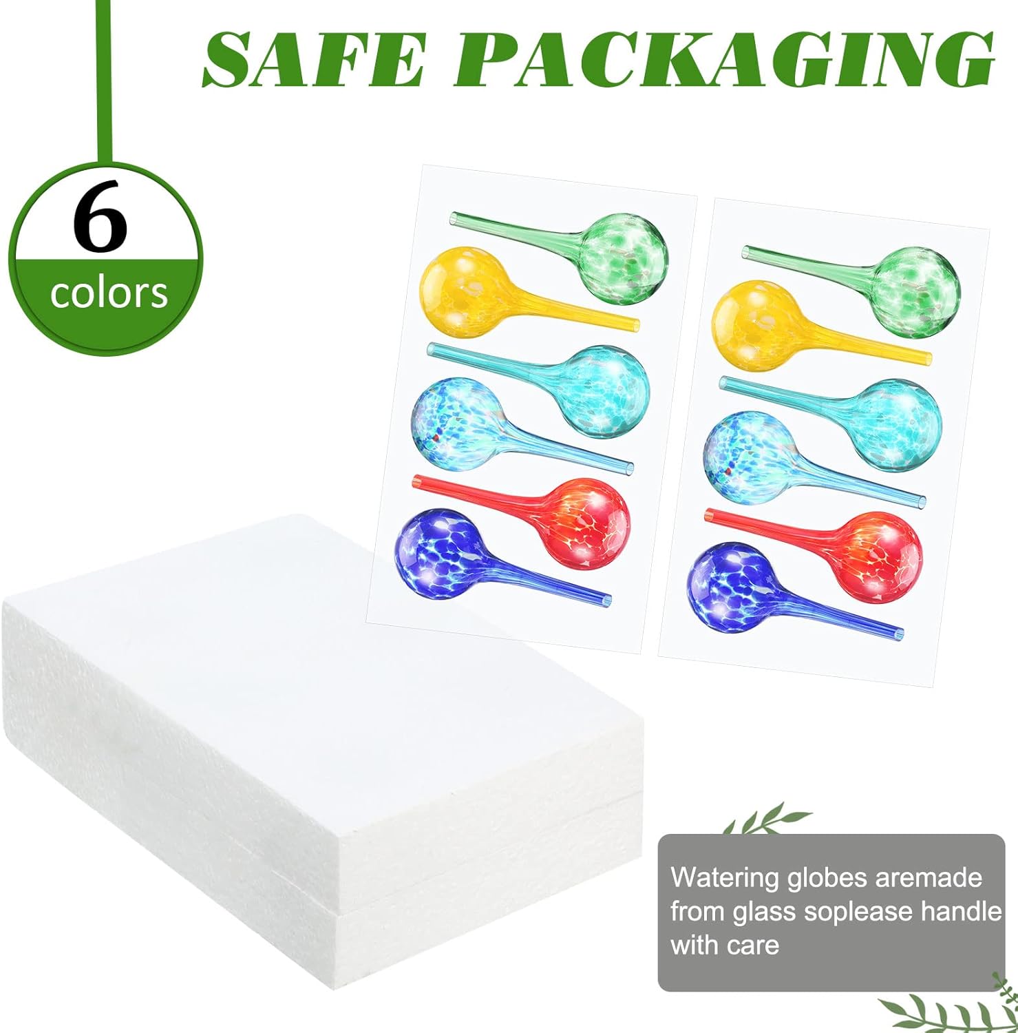 12 globos de riego multicolores, dispositivos de vidrio para riego de plantas, soplados a mano, pequeños insertos de riego automático para plantas