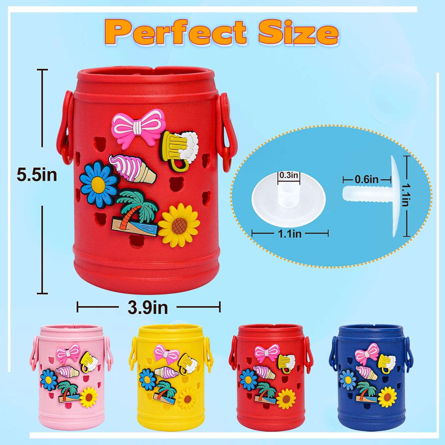 Portavasos compatible con bolsas Bogg Bags – Accesorio para botella de agua con bonito accesorio de dije, mantiene las botellas o artículos