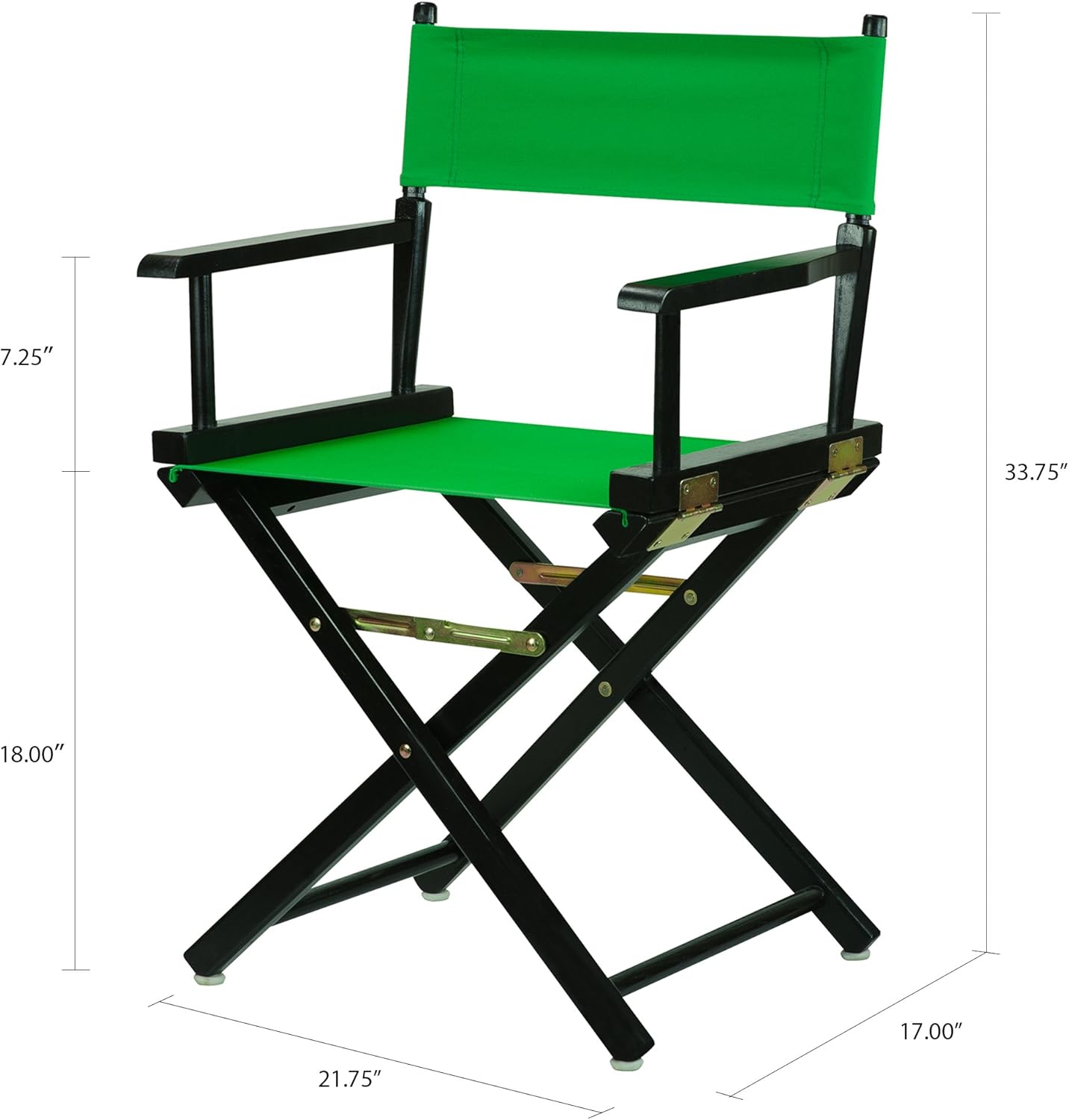 Casual Home – Silla de director de 18 in, marco negro, con lona color verde, altura clásica