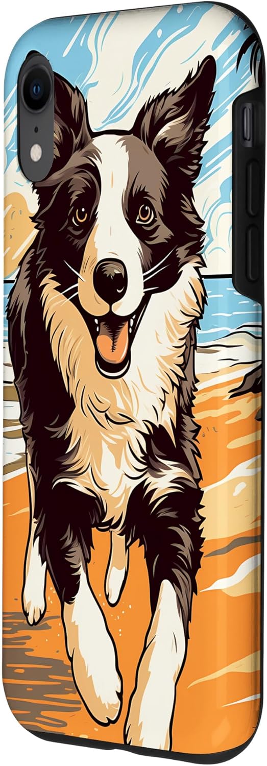 Funda para iPhone XR Border Collie Beach para vacaciones de verano