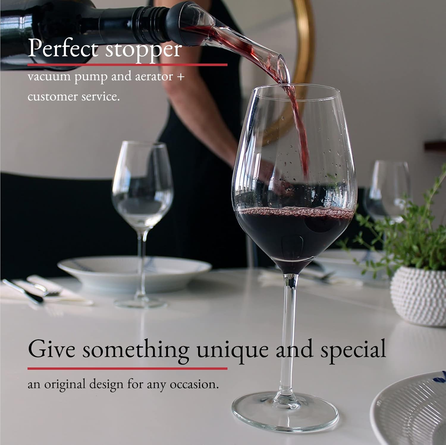 BARVIVO Kit de conservador de vino de alta calidad, tapones para botellas de vino extra fáciles de usar y bomba de vino al vacío, mantiene el vino