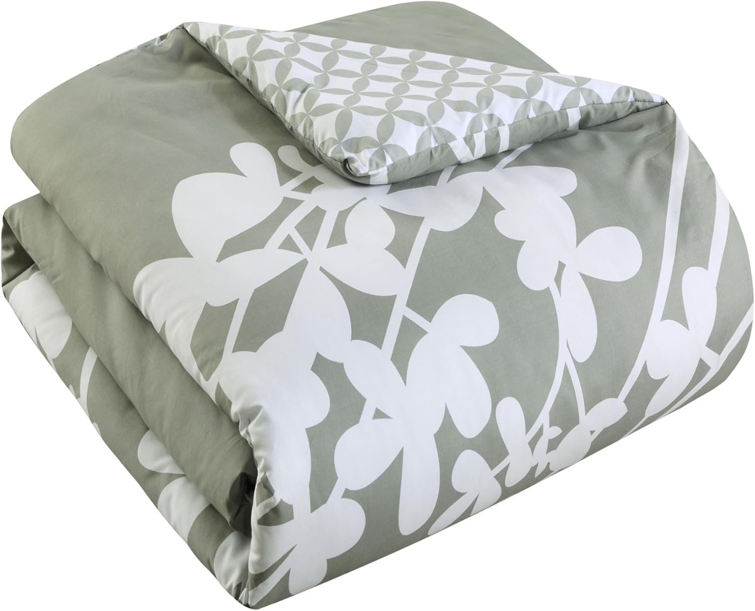 Chic Home Juego reversible de 7 piezas Iris a gran escala gris, edredón Queen