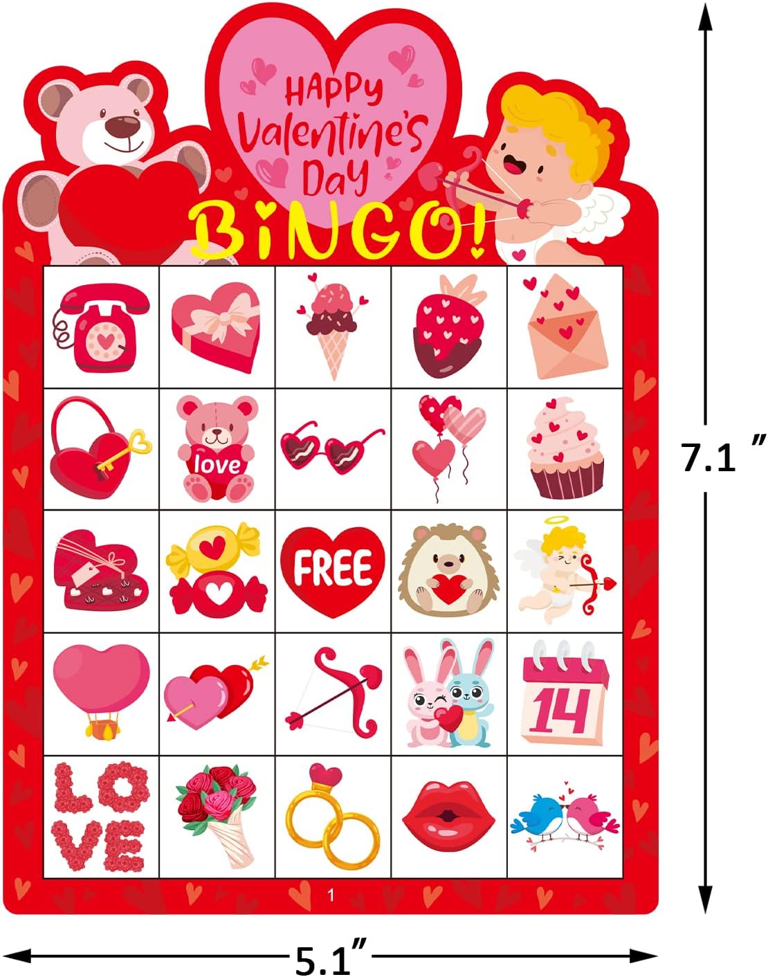 24 jugadores de San Valentín Bingo Juego de tarjetas de bingo para fiesta de San Valentín, juegos de aula, actividades escolares y familiares