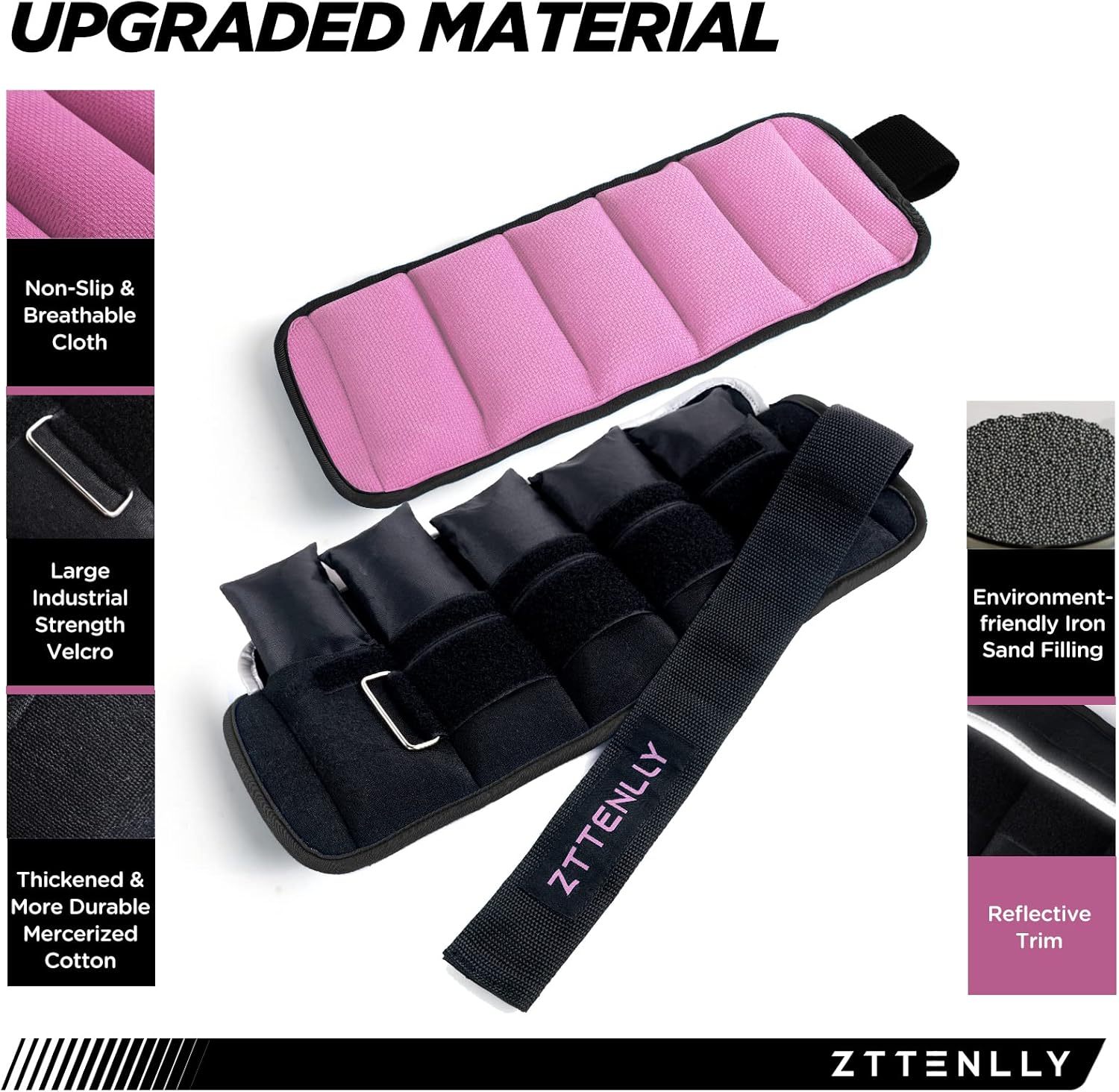Par de pesas ajustables de tobillo de 510151820 libras con bolsa de transporte para mujeres, hombres y niños, para correr, caminar, entrenamiento de