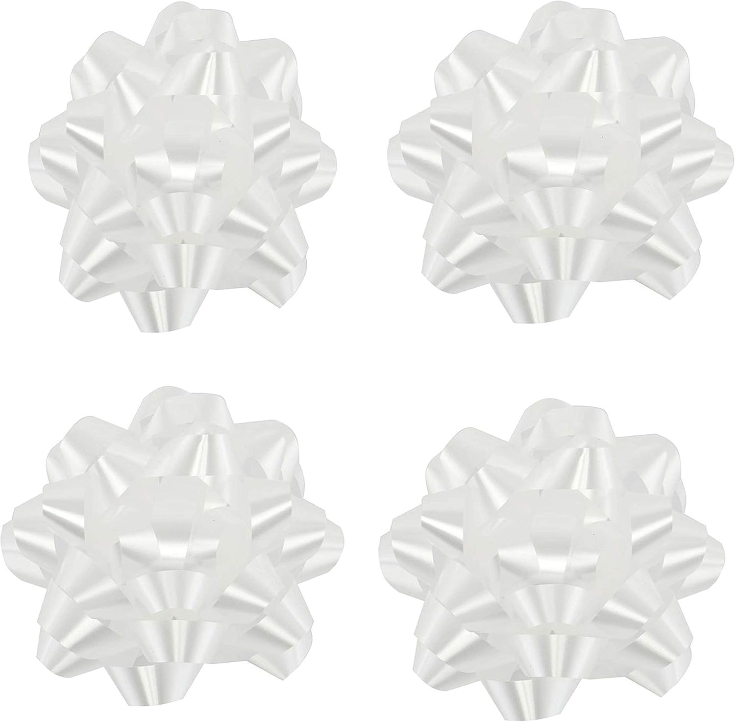 Worlds Lazos blancos para envolver regalo, lazos de confeti con acabado satinado, lazos de regalo de cinta de Navidad de 4 pulgadas (paquete de 12)