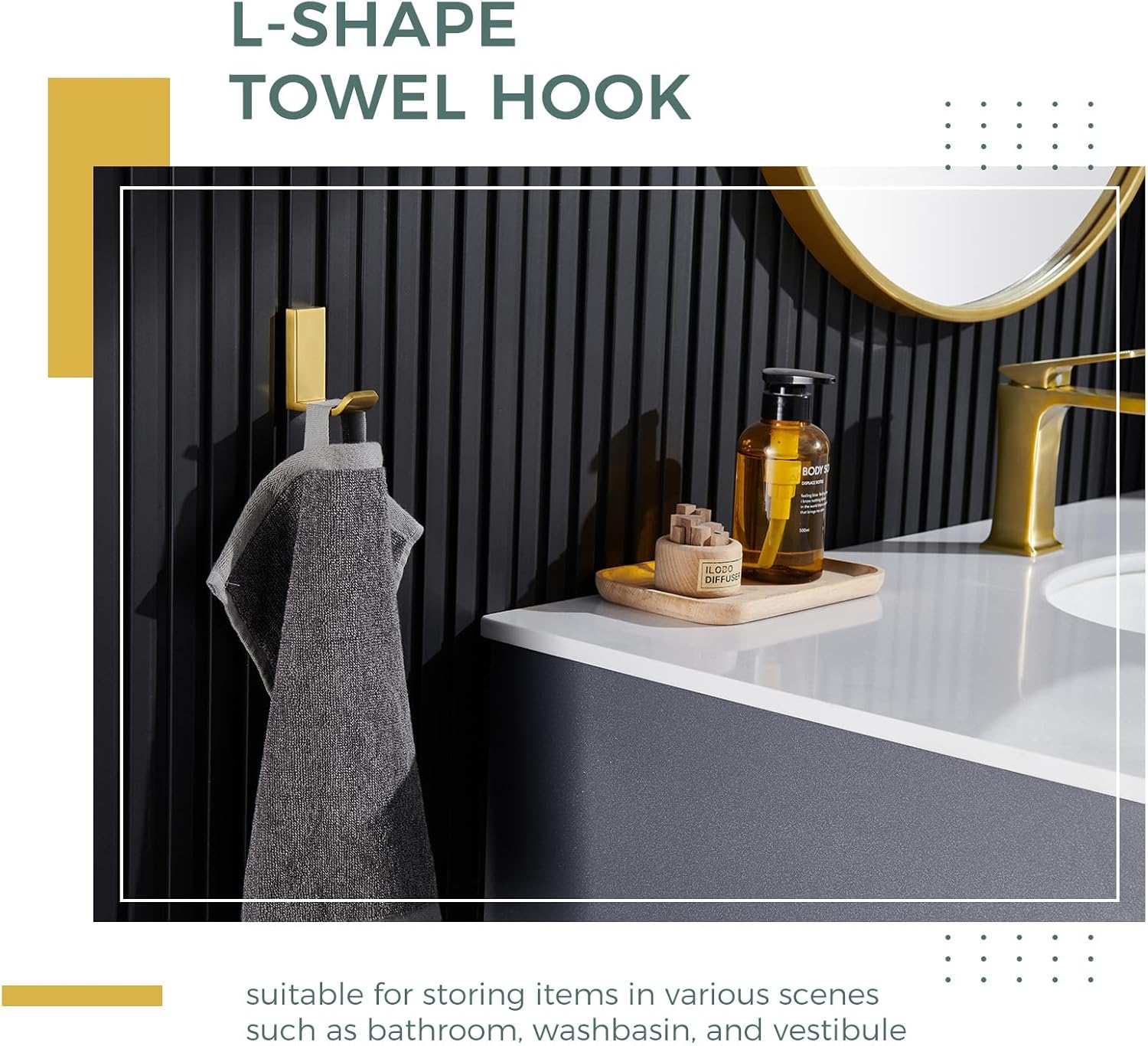 Gancho para bata de toalla, oro cepillado, soporte para toallas de mano de acero inoxidable 304, soporte de pared para colgar ropa de baño