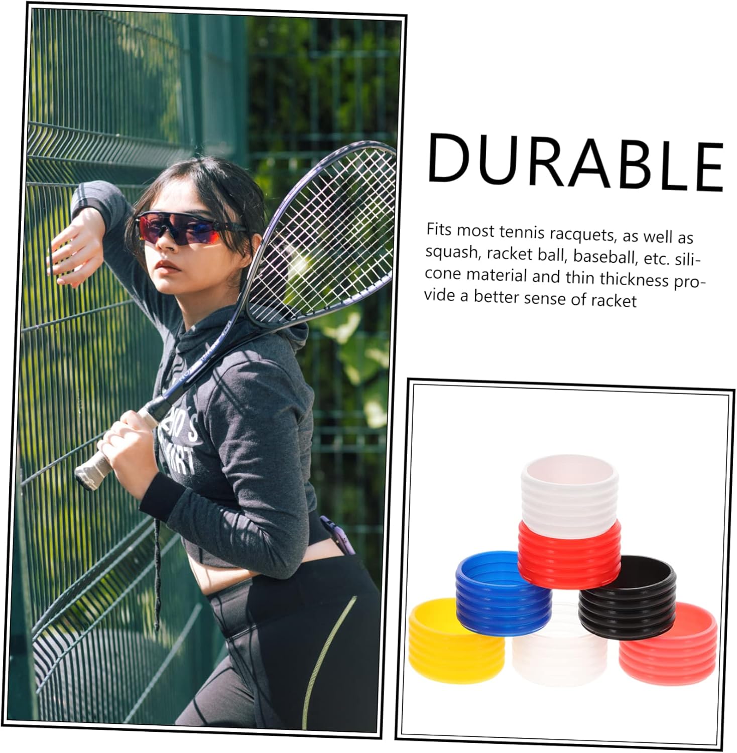 INOOMP 14 unidades de anillo de goma de sellado de raqueta, agarre de bádminton, pelotas de tenis de colores, anillos de tenis, bandas de agarre de