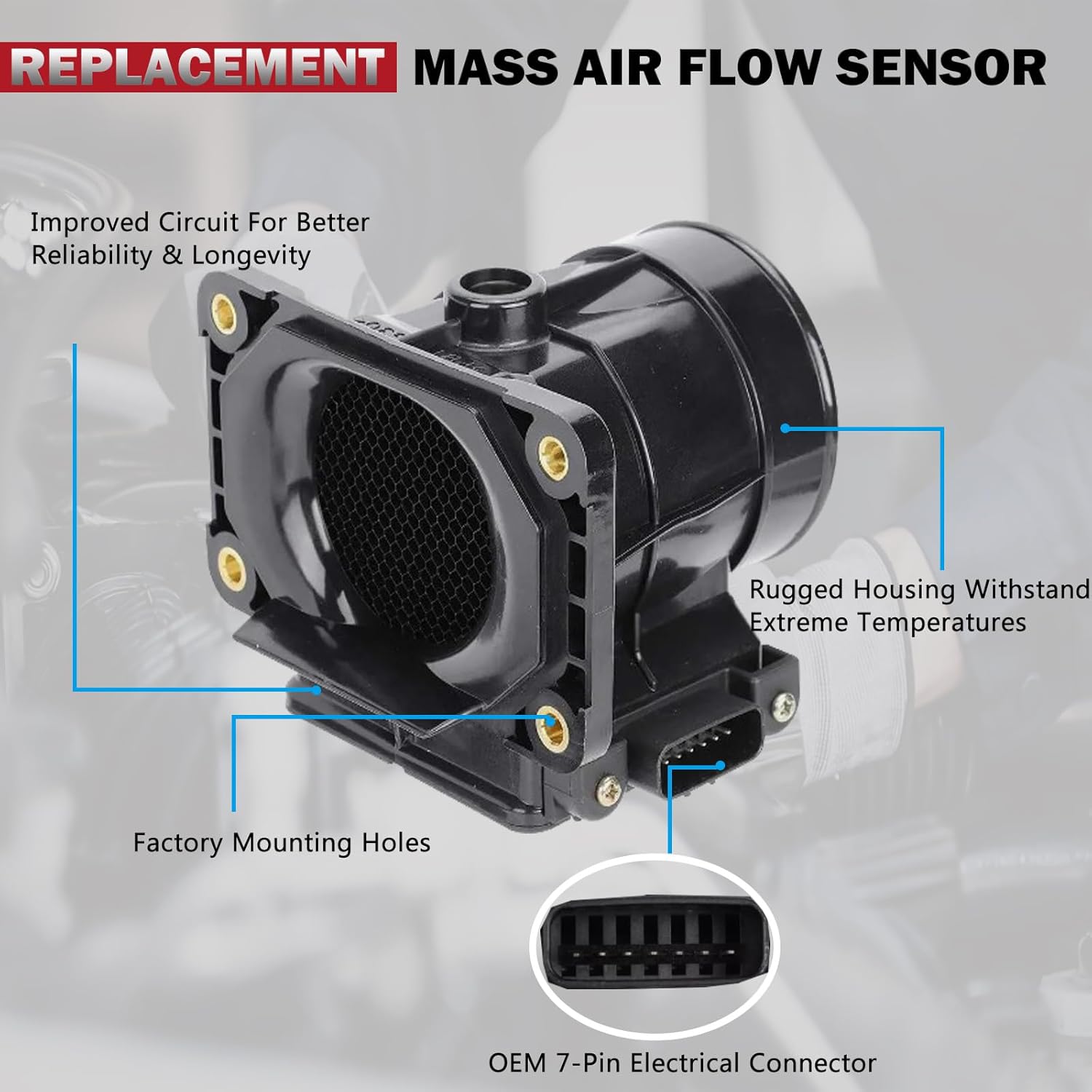 Medidor de sensores de flujo de aire masivo MAF 2.4L 3.0L compatible con Chrysler 2001-2005 Sebring – para Dodge 2001-2005 Stratus – 2000-2005