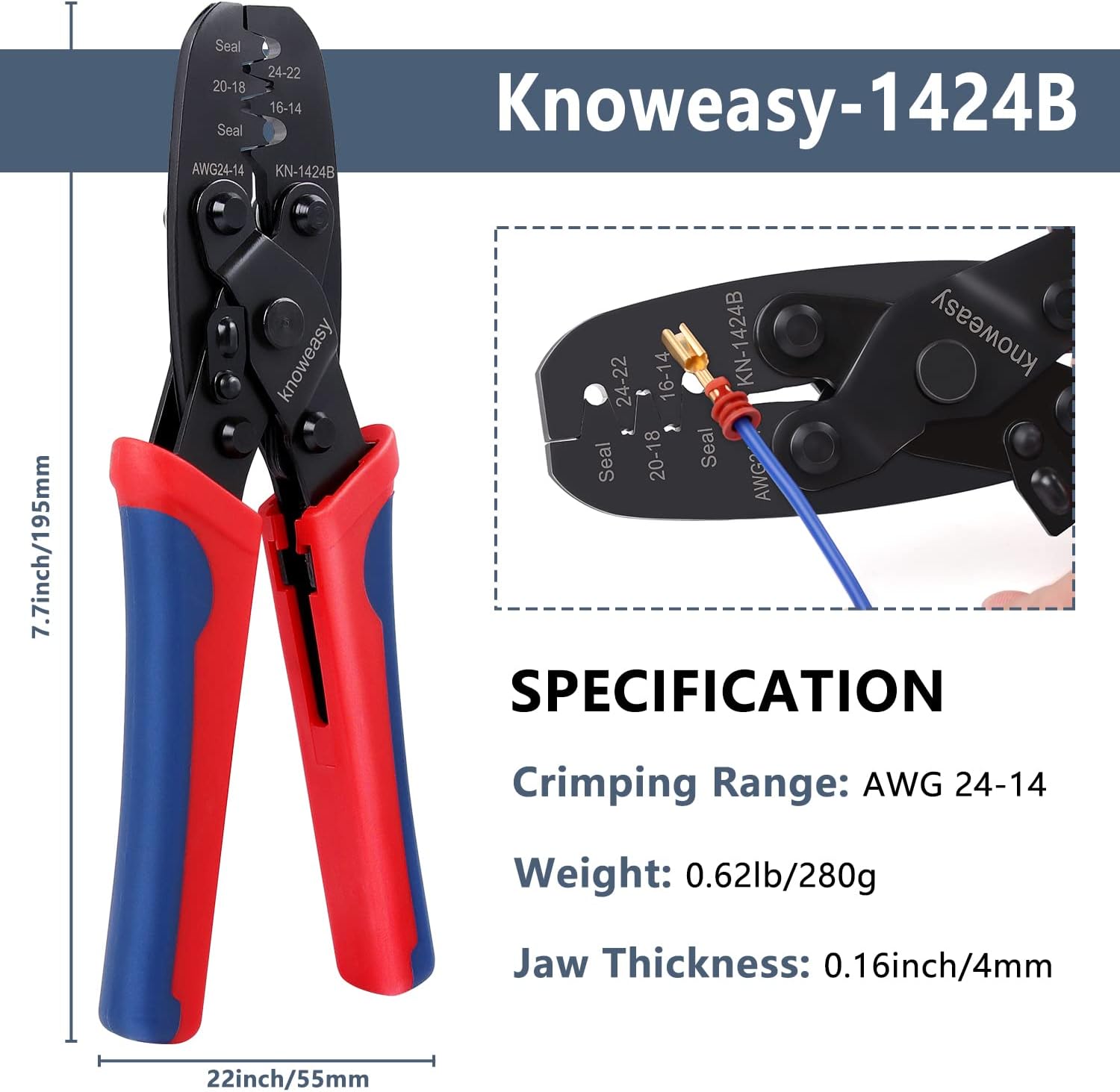 Knoweasy Engarzadora y prensadora Molex compatible con Deutsch DT Series Stamped or Formed Contact, Molex, Delphi, Amp, Tyco, Harley, PC, Automotive