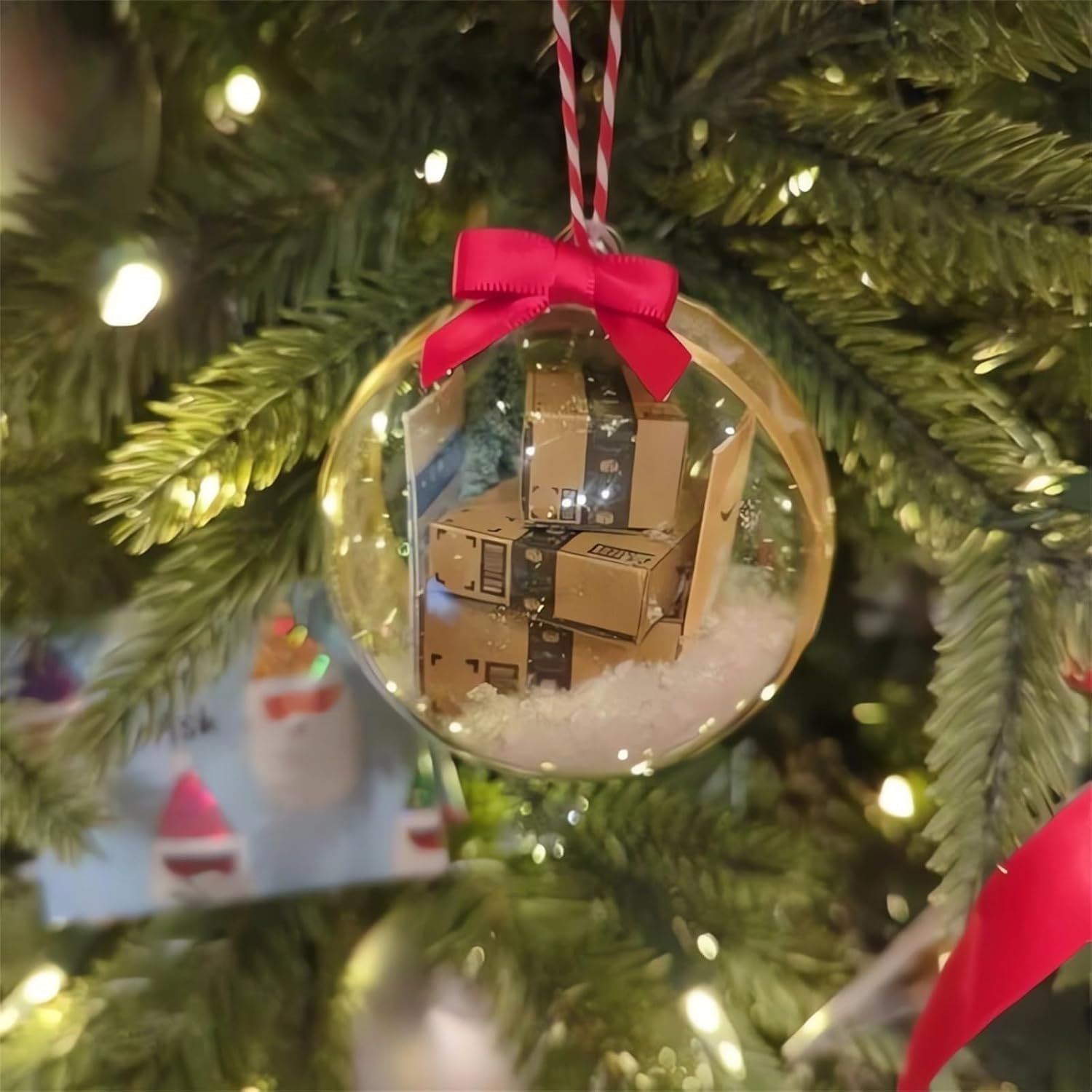 Bolas de Navidad, decoraciones de Navidad, mini paquetes de adorno de Navidad, mini caja exprés, decoración de árbol