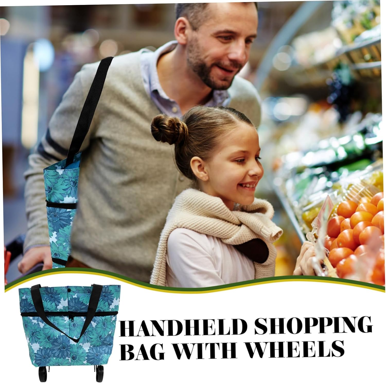 NUOBESTY Carrito de compras plegable Bolsa de mano plegable Bolsa de compras Bolsa de mano de tela Oxford portátil Bolsa de mano Carrito de compras