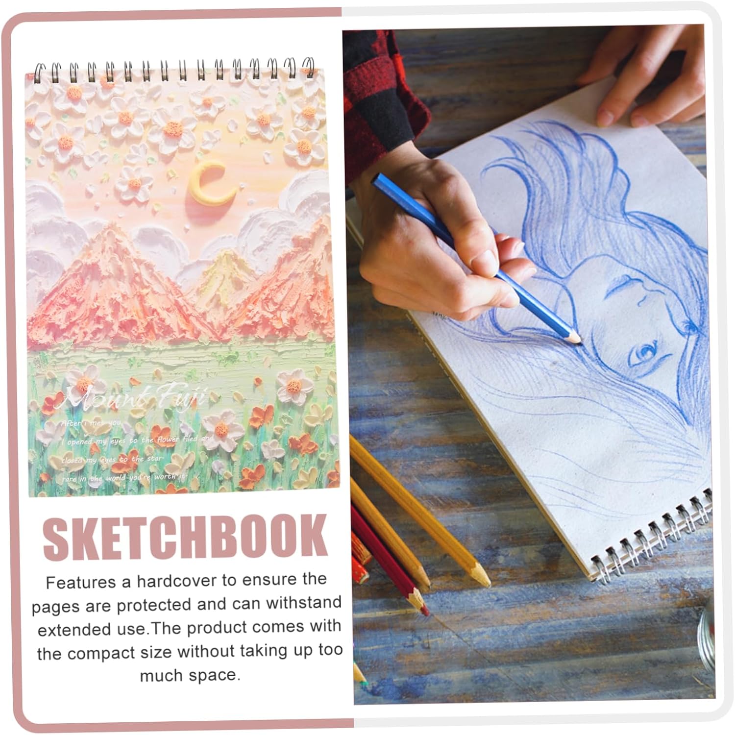 VILLCASE Cuaderno de bocetos para estudiantes, pequeño cuaderno de bocetos, bloc de bocetos para lápiz, cuaderno de escritura de viaje, cuaderno de