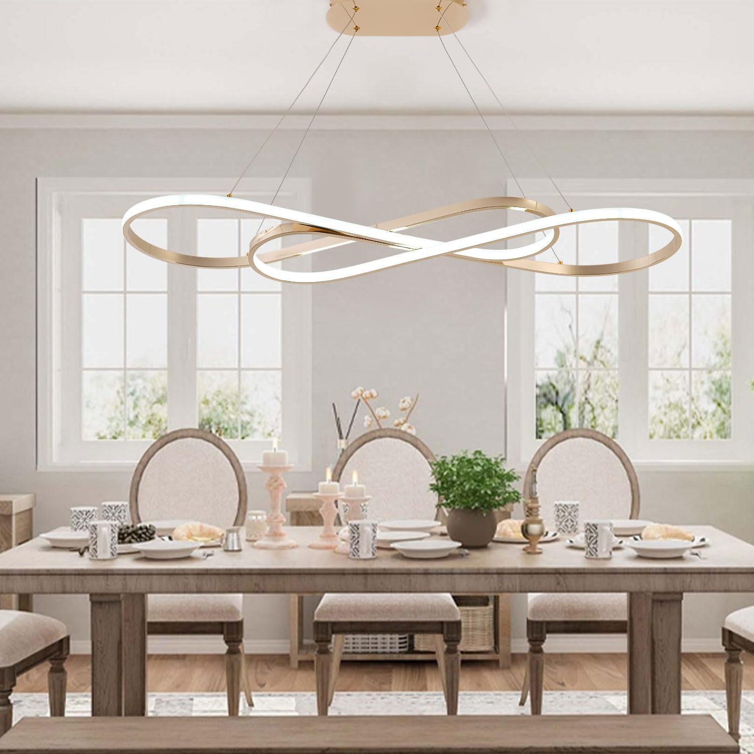 Likflyer Lámpara LED moderna, moderna lámpara de montaje empotrado, lámpara ajustable para isla de cocina, lámpara colgante de pintura para mesa de