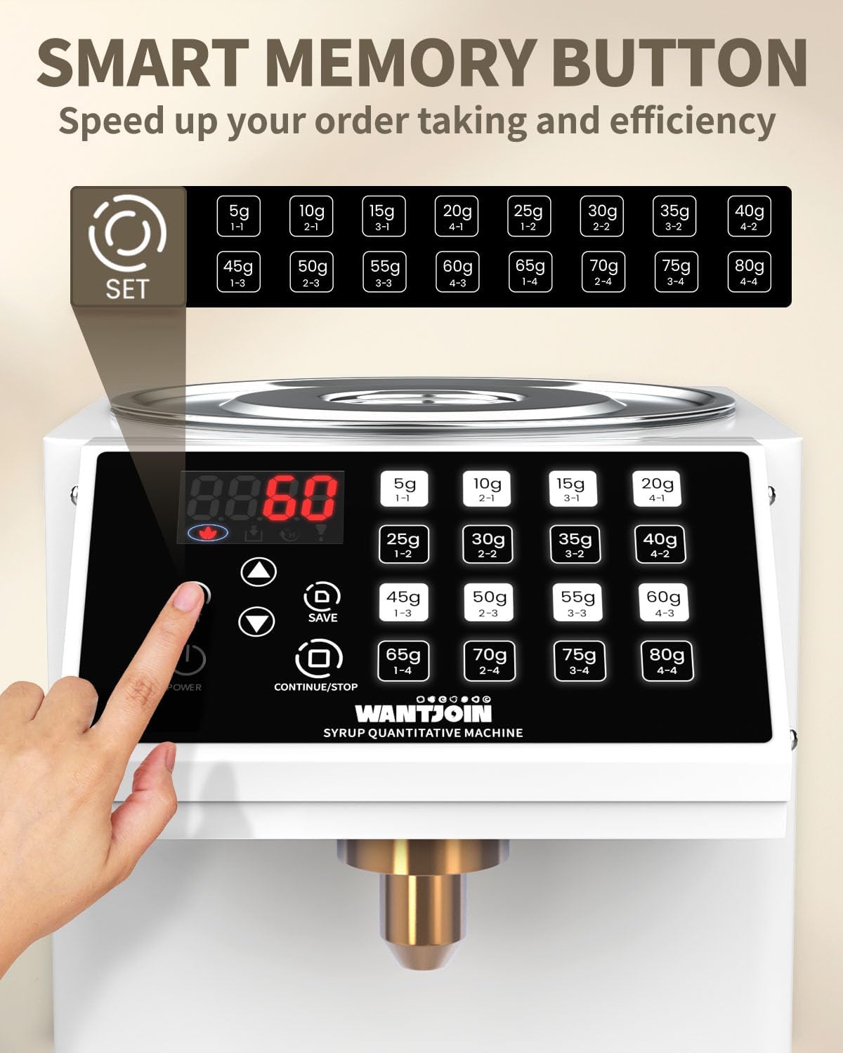 WantJoin Dispensador automático de fructosa para uso comercial, dispensador de jarabe de acero inoxidable para equipos de té de burbujas, máquina
