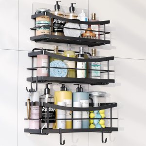 ODesign Estante adhesivo para cesta de ducha (negro, B, paquete de 3) ODesign Estante adhesivo para cesta de ducha (negro, B, paquete de 3)