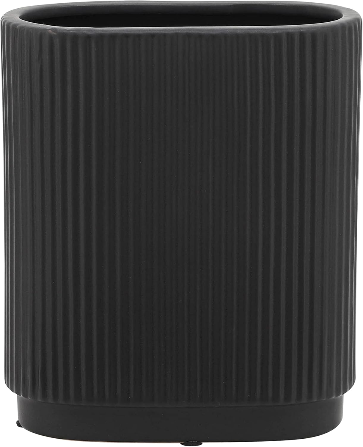 Jarrón de cerámica simple  Jarrón negro contemporáneo de 8 pulgadas para arreglos florales  Elegante centro de mesa  Decoración de mesa para el