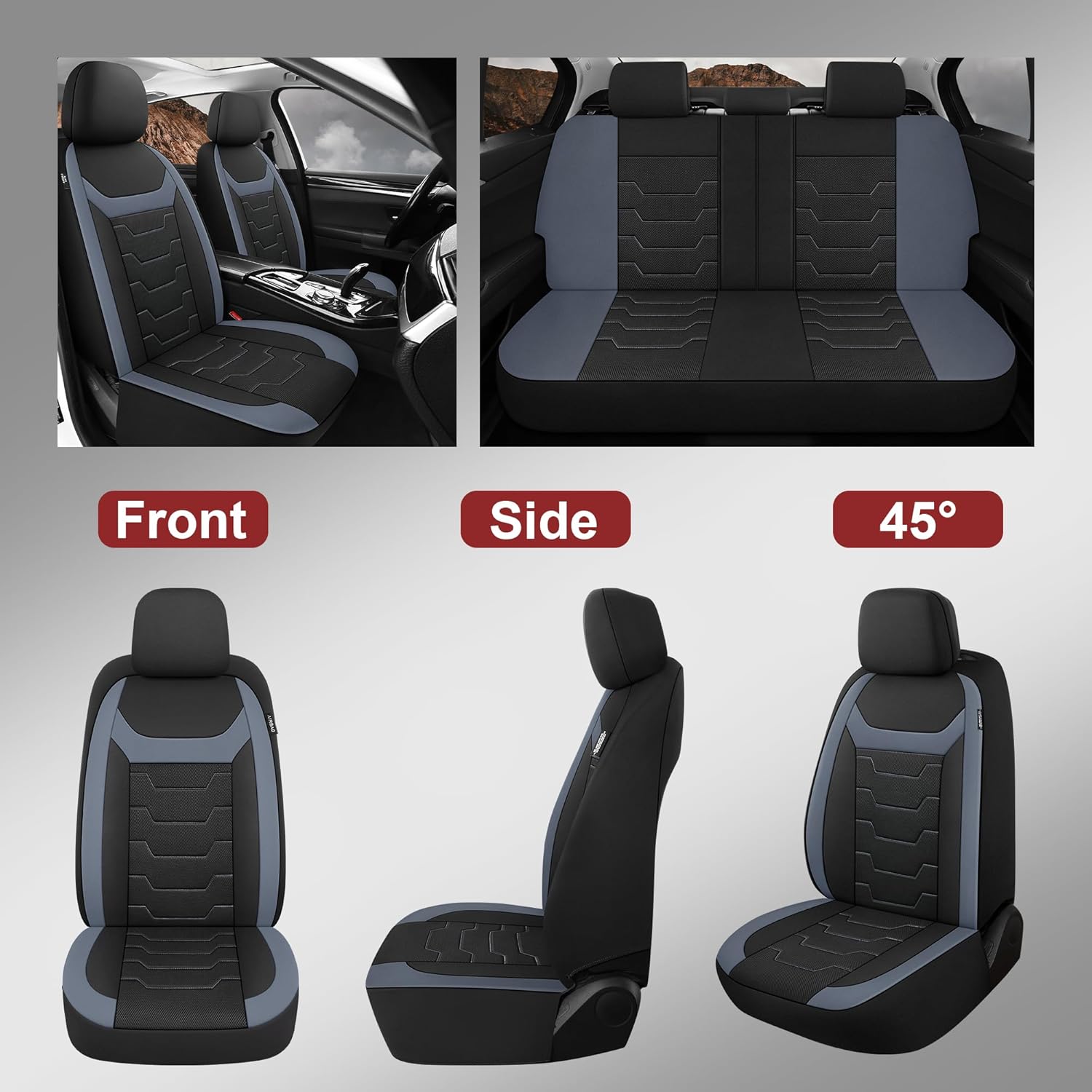 CAROMOP Fundas de asiento de coche transpirables para asientos completos, fundas de asiento de tela de malla de aire 3D para automóviles, fundas