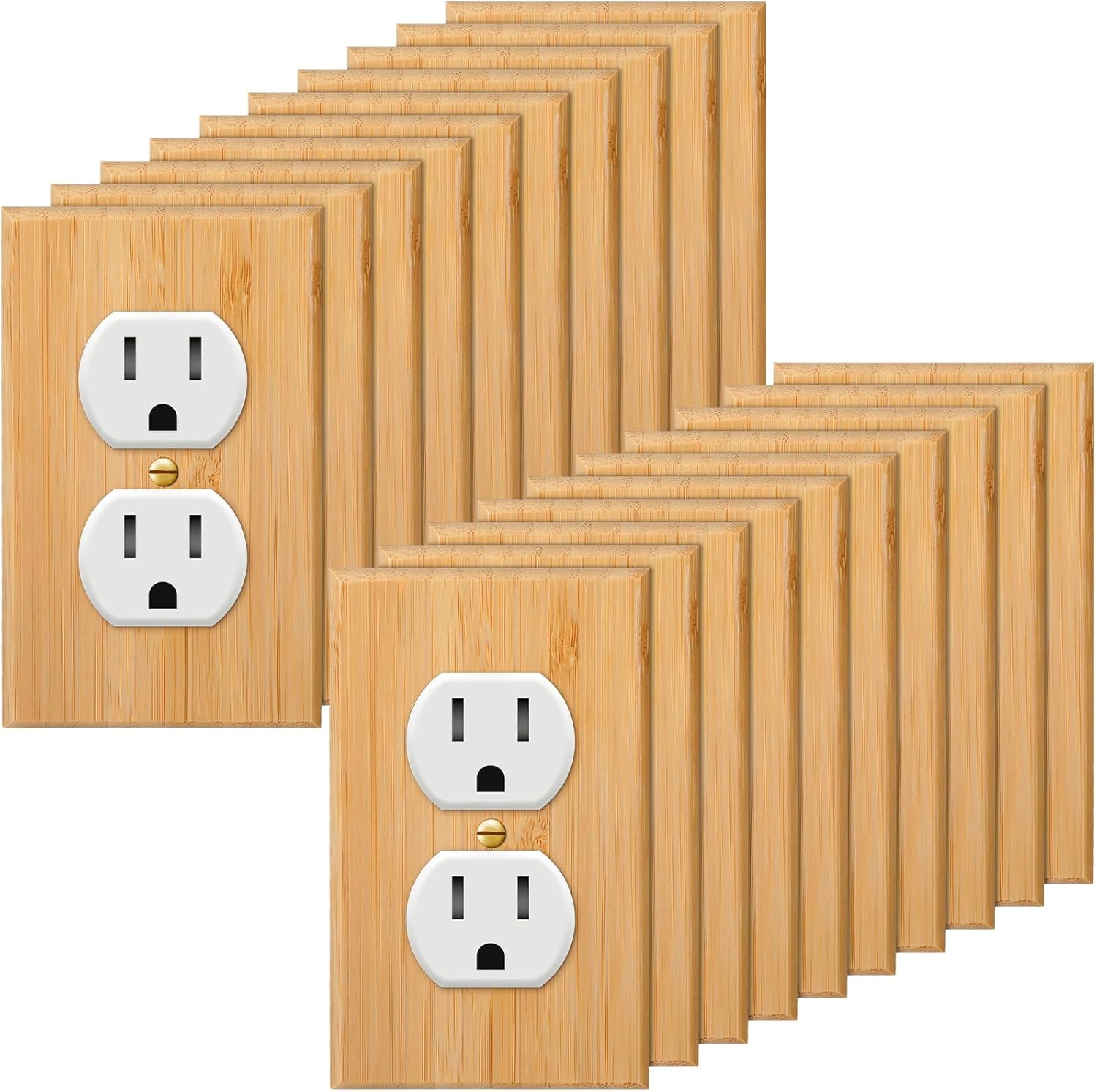 Pinkunn 20 placas de interruptor de luz de salida de madera maciza de doble orificio de 4.5 x 2.76 pulgadas, cubierta de interruptor de luz de