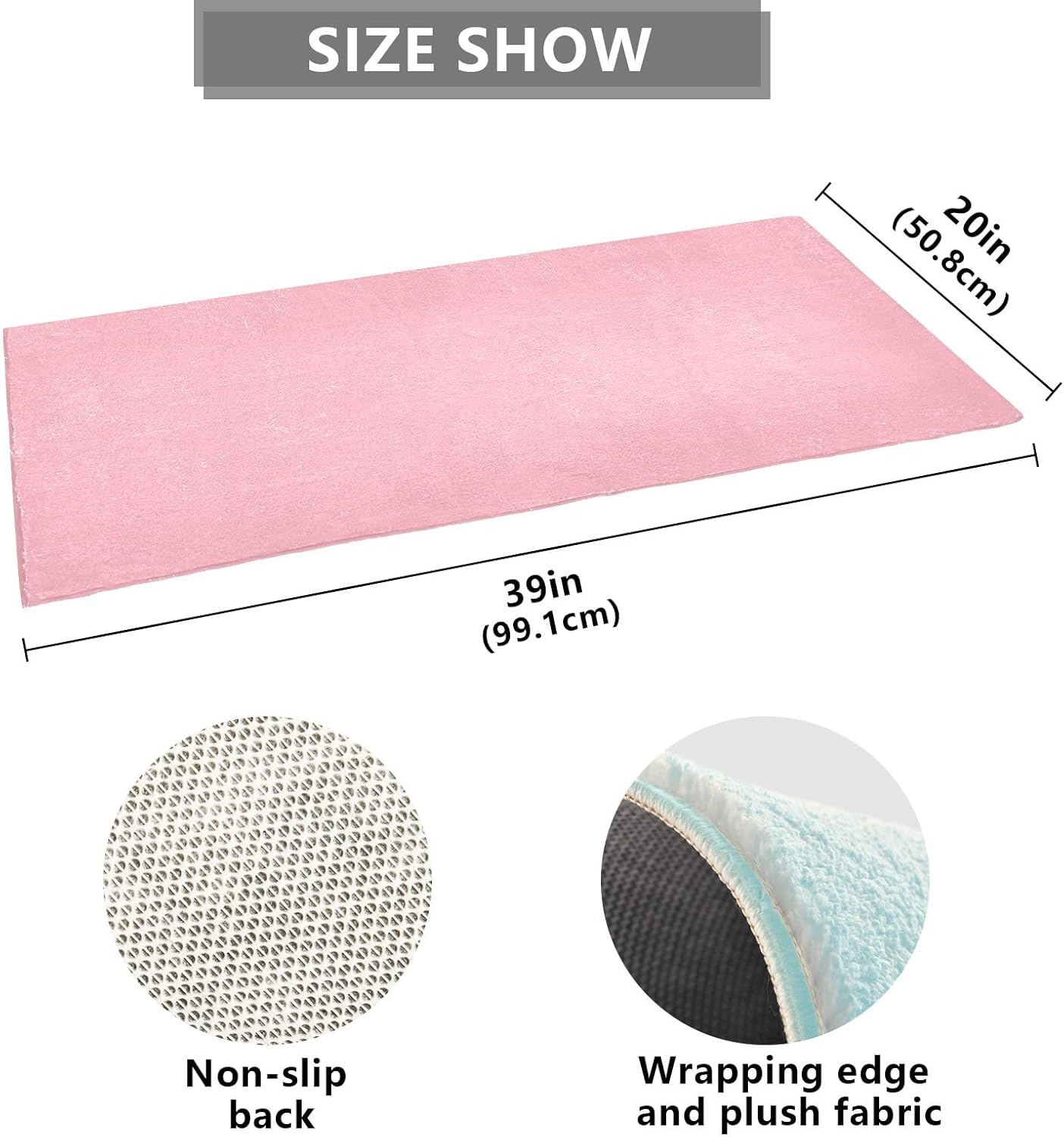 Joisal Shell – Alfombra de baño color rosa, lavable a máquina, alfombra trasera de goma absorbente, 39 x 20 pulgadas