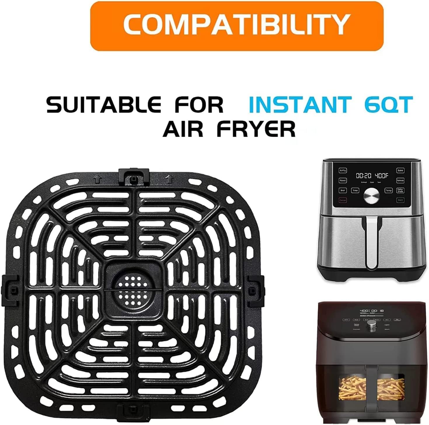 Bandeja de repuesto para freidora de aire para freidora de aire instantánea Vortex Plus de 6 cuartos de galón, estante antiadherente mejorado,