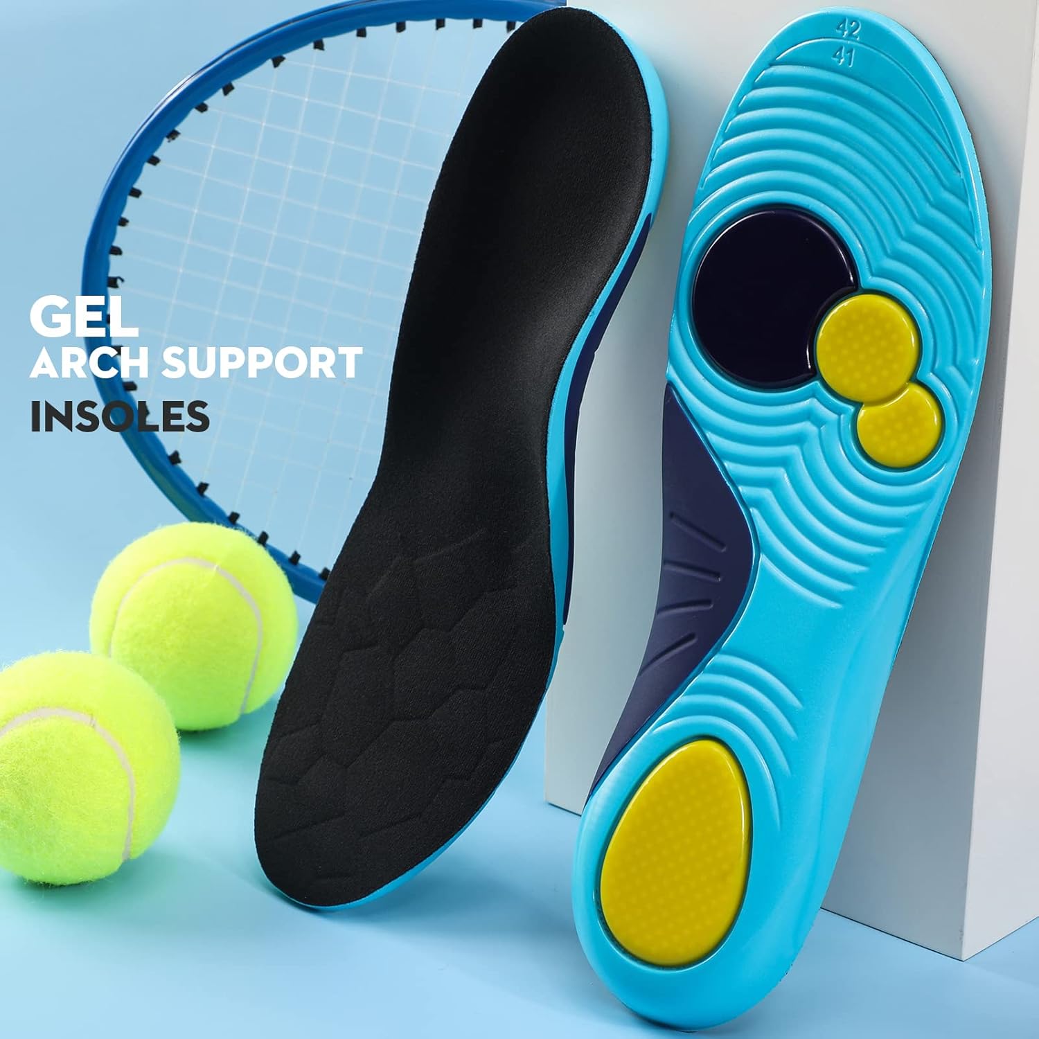 XINIFOOT Plantilla de soporte de arco prémium con almohadilla de gel, plantillas de absorción de golpes, alivio de la fascitis plantar, insertos