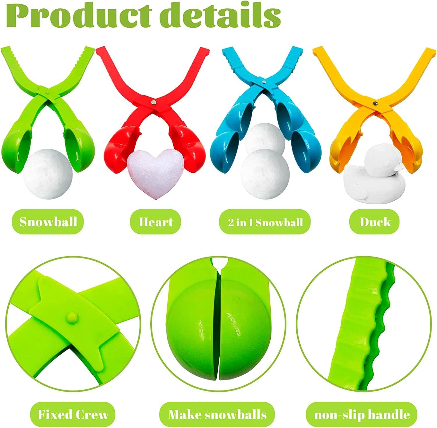 JOY SPOT! 20 herramientas para hacer bolas de nieve, juguetes de nieve para niños y adultos, kit de juego de bolas de nieve, juguetes al aire libre