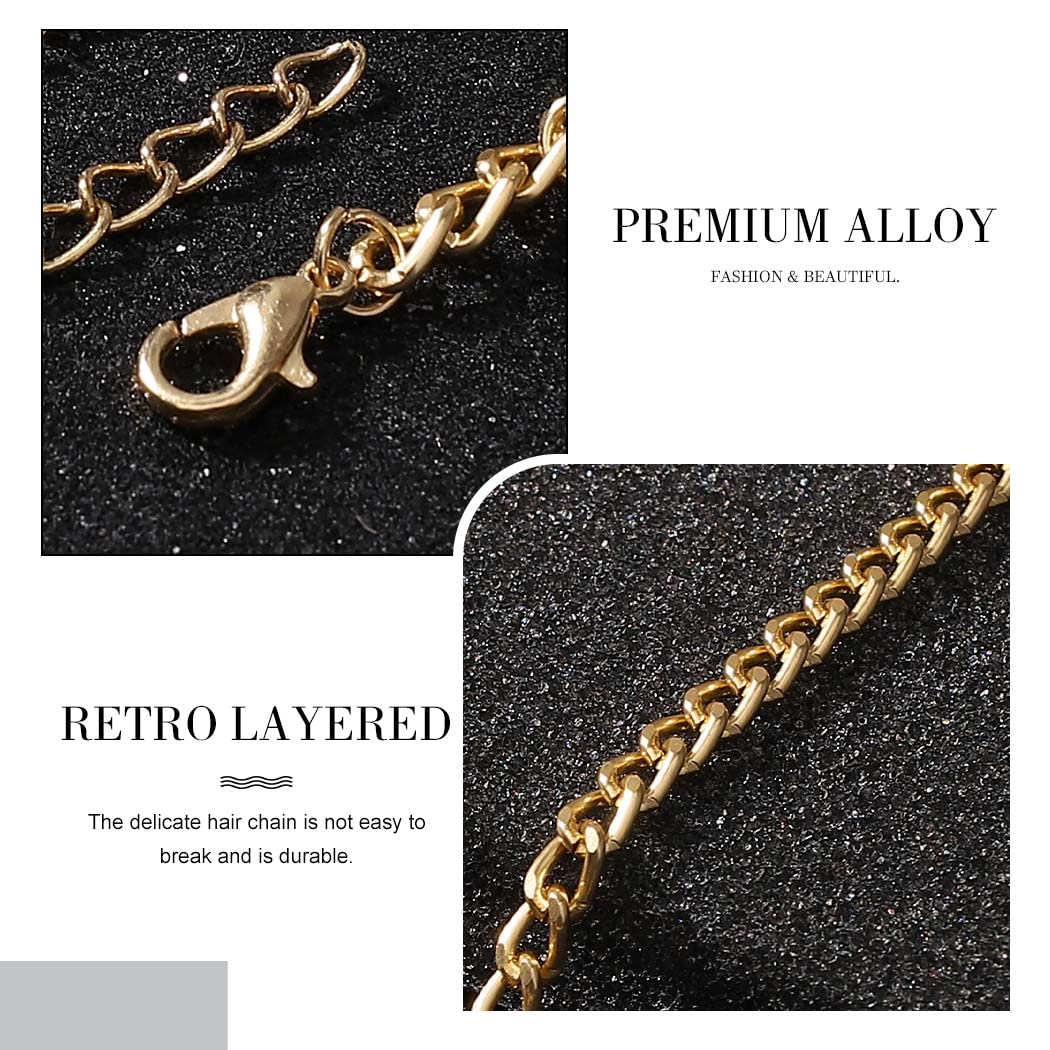 Catery Cadena de pelo de oro para novia, diadema con borlas bohemias para la cabeza, cadena de diamantes de imitación, joyería para el cabello,
