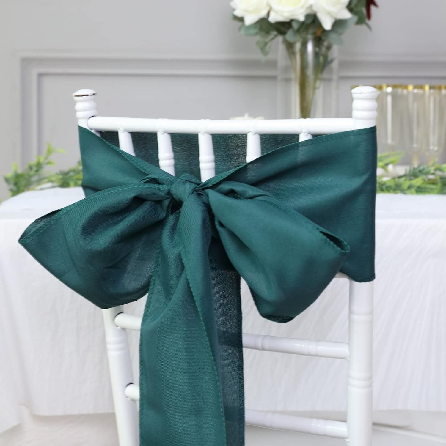 Efavormart – 5 cintas para sillas de poliéster, color verde azulado, pavo real, lazos para decoración de eventos de boda, decoración de silla, arco