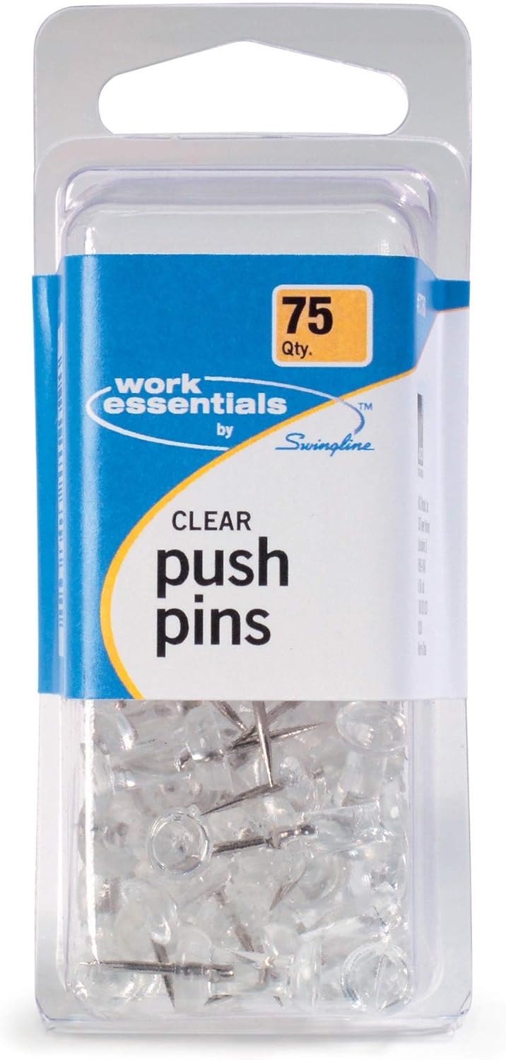 Acco Swingline Work Essentials – Pasadores de empuje, transparentes, 75 unidades (SWI71760)