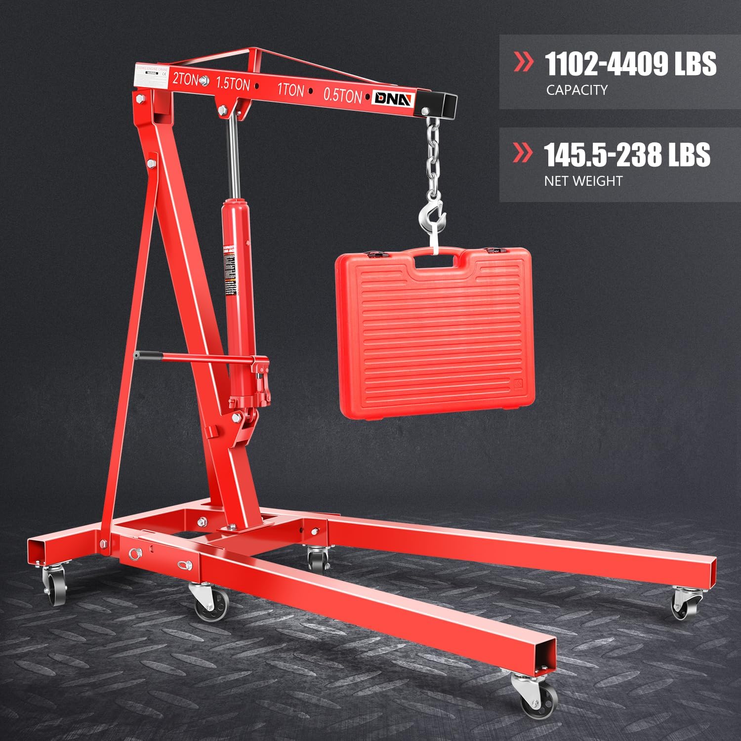 DNA MOTORING Elevador hidráulico plegable de 2 toneladas de elevación de la grúa de la tienda del selector de la cereza con las ruedas para la