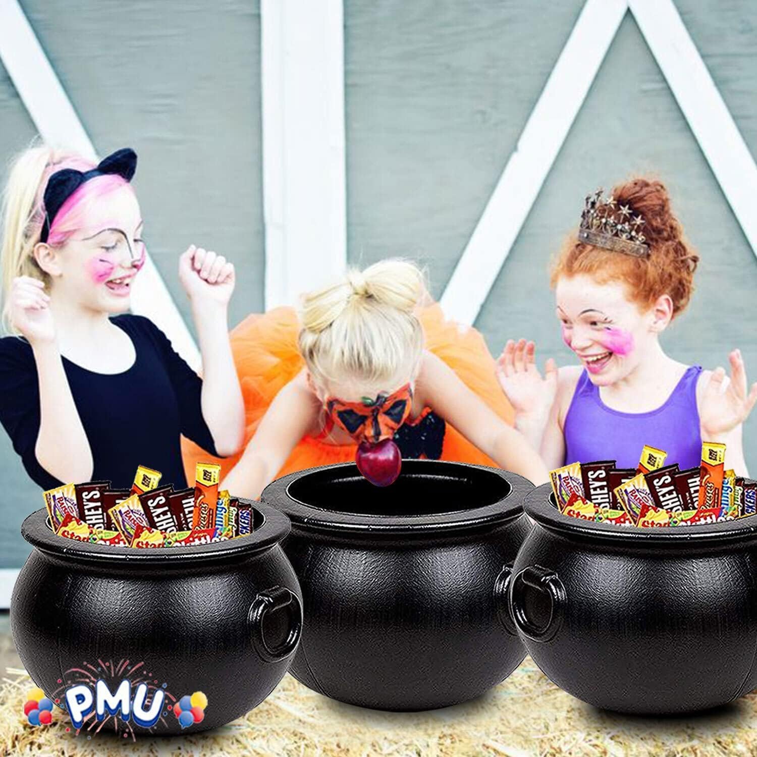 PMU Caldero de Halloween  Molde de soplado, accesorio de plástico para fiestas, soporte para dulces para niños, recuerdos y suministros de fiesta de