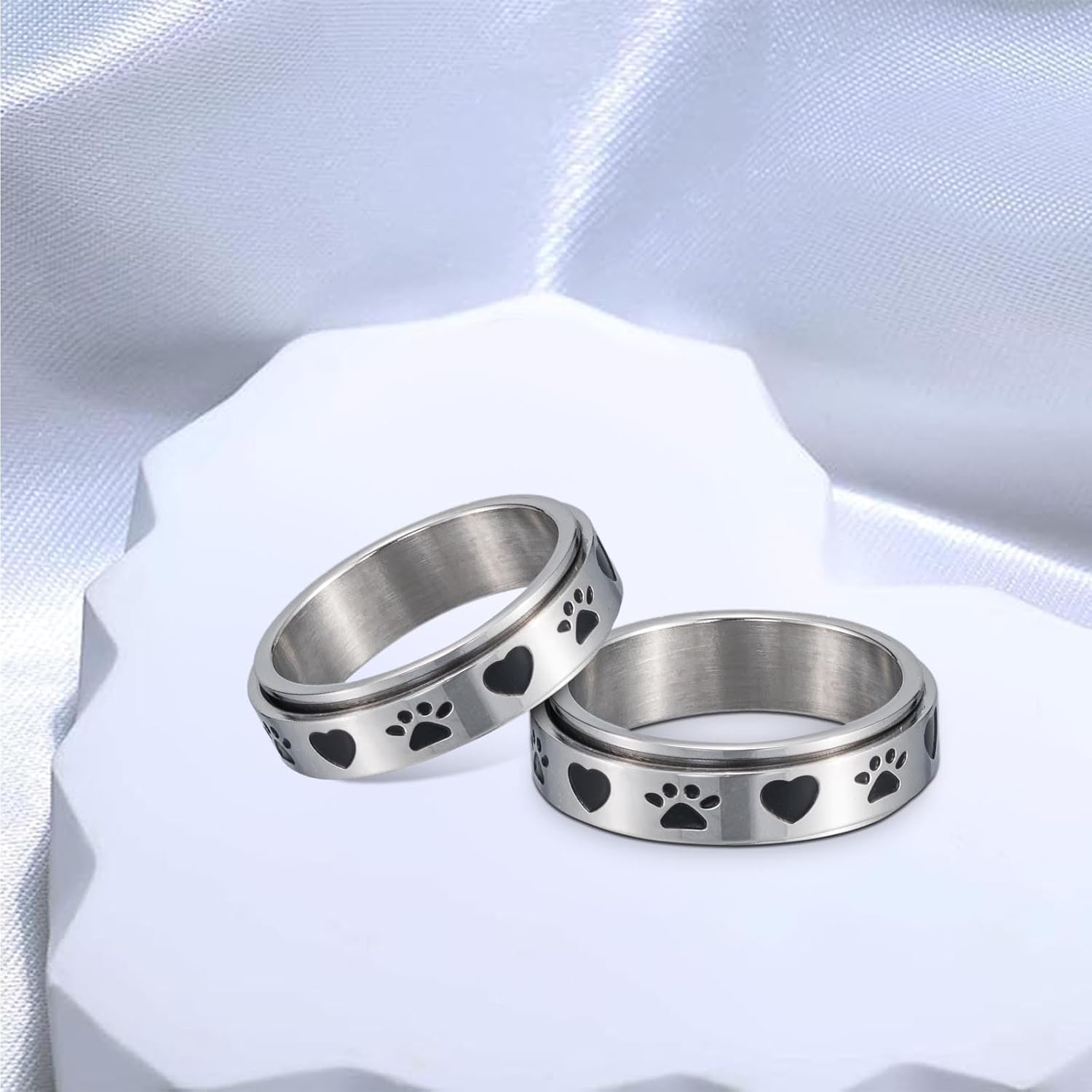 LYTTMAB Keep Pawstive Ring Anxiety Ring for Women Spinner Ring For Girl Boy, Animal Dog Paw Ring Titanium Stainless Steel Fidget Ring Men Women