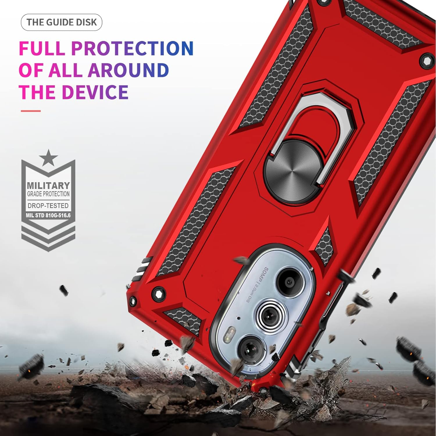 LeYi Funda para Motorola Edge 30 Pro  Moto Edge Plus 2022 con 2 protectores de pantalla de vidrio templado, grado militar funda protectora con