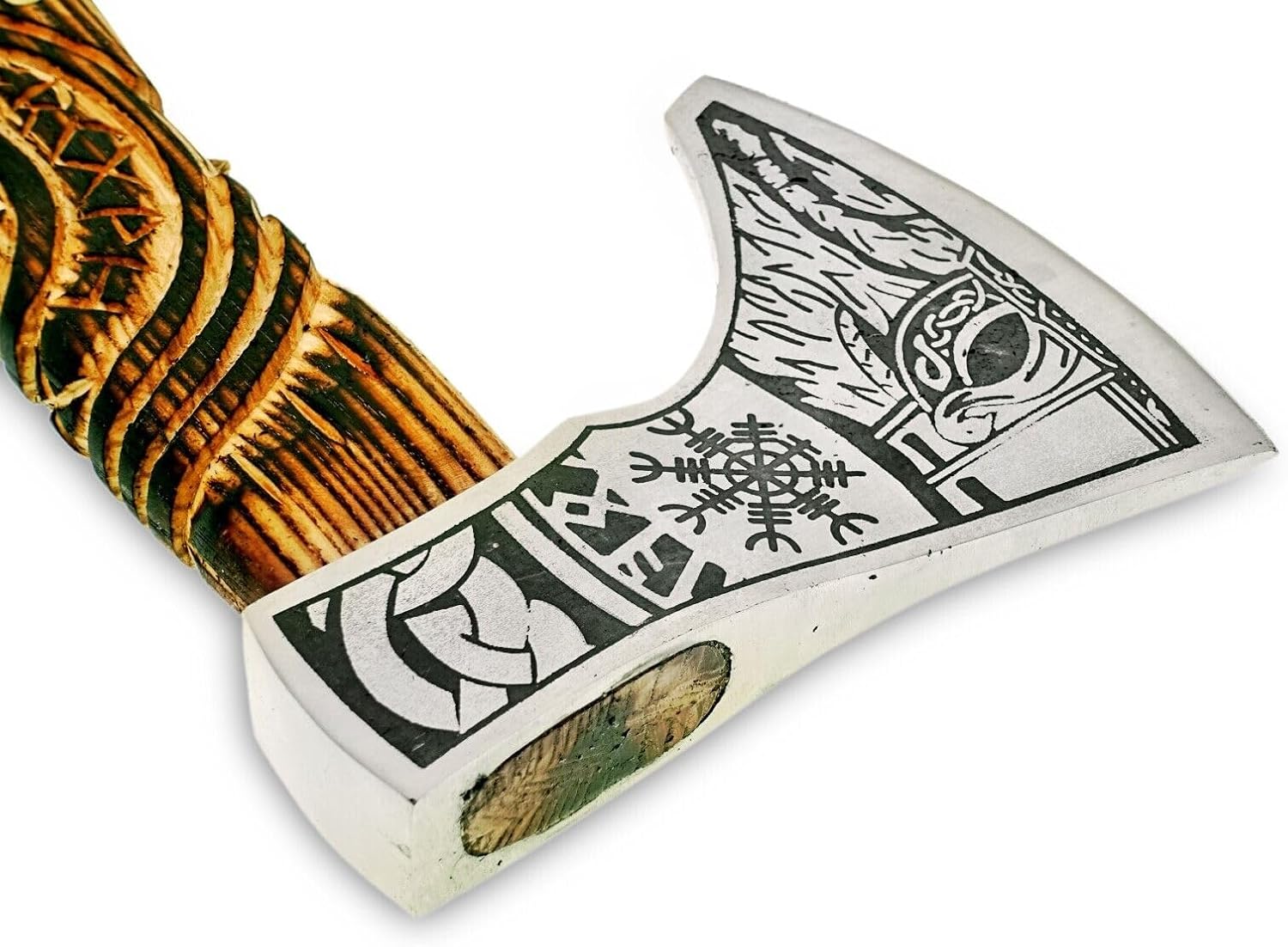Hacha de caza con hacha de mano personalizada para exteriores, hacha vikinga, mango de madera, hacha Tomahawk con funda de cuero, regalo para