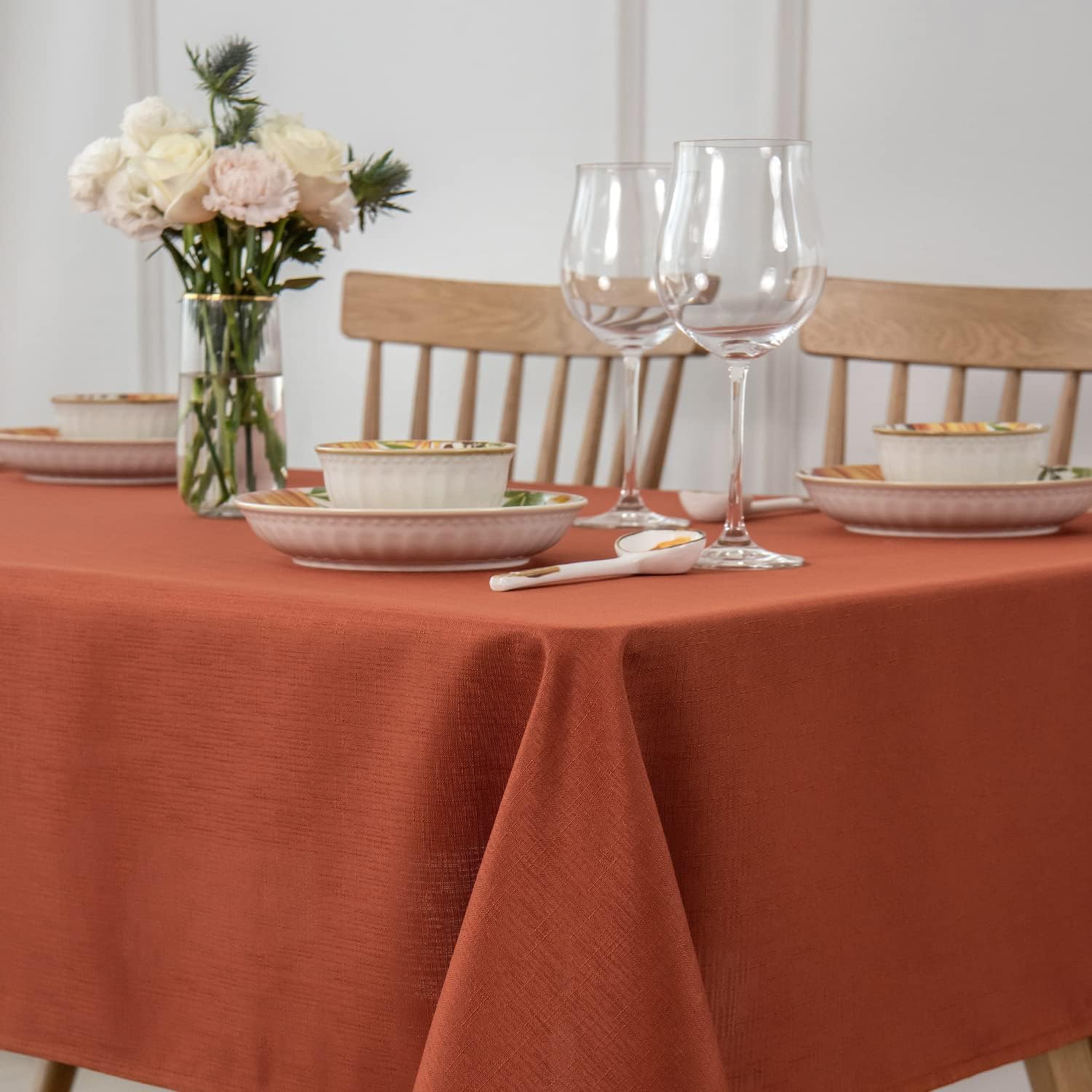 maxmill Slubby – Mantel texturizado de cosecha, resistente a las manchas, impermeable y resistente a las arrugas, mantel de tela para fiesta de