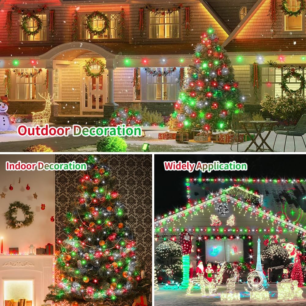 1 paquete de 60 luces LED de 16.4 pies cada uno, 16.4 pies, funciona con pilas, luces de árbol para interiores y exteriores, con temporizador, 8