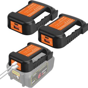 Paquete de 2 adaptadores de cargador USB negro, compatible con batería Dewalt de 20 V 60 V Max, con carga rápida tipo C y puertos USB (solo Paquete de 2 adaptadores de cargador USB negro, compatible con batería Dewalt de 20 V 60 V Max, con carga rápida tipo C y puertos USB (solo