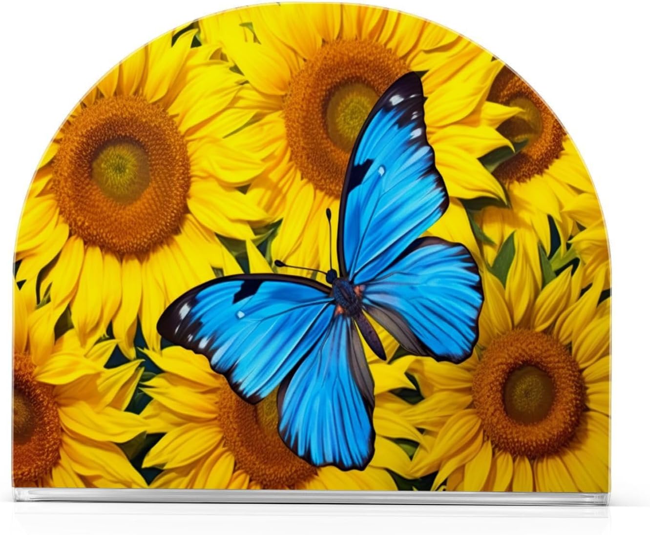 Sunflower and Butterfly Acrylic Napkin Holder Clear Crystal Tissue Paper Dispenser for Table, Kitchen Countertop, Restaurant, Decor