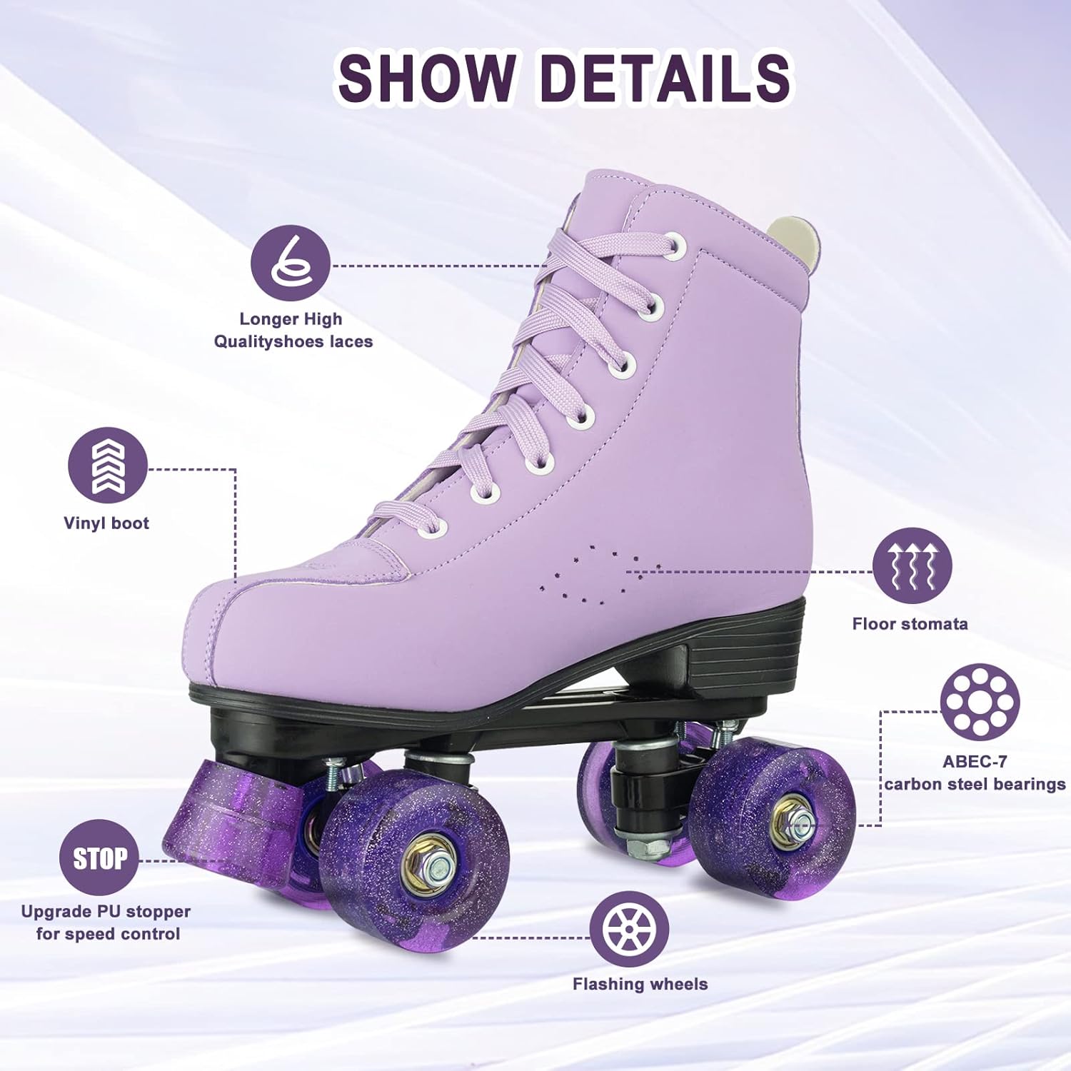 Hurber XUDREZ – Patines de ruedas de piel sintética de doble fila para mujer