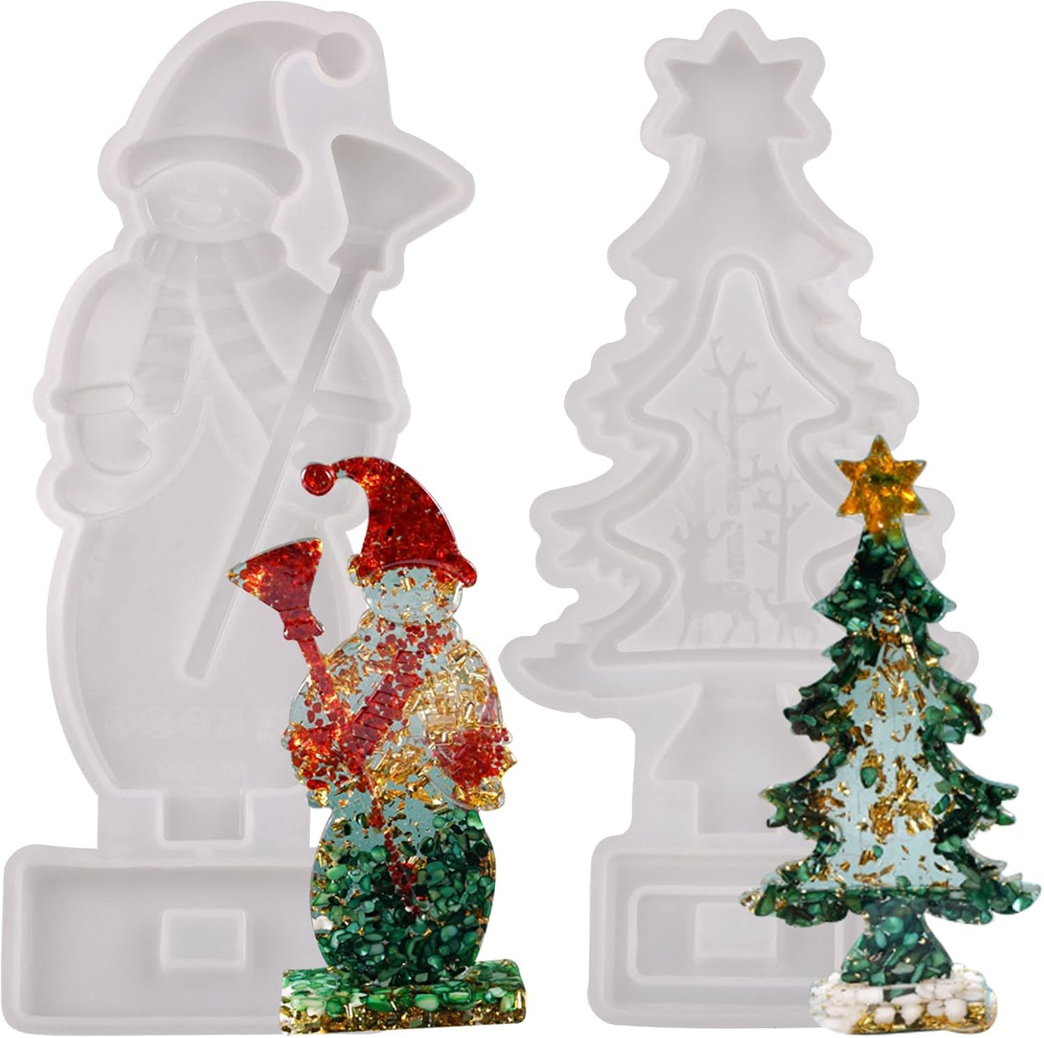 Moldes de silicona de resina navideña, moldes de adorno de cristal de muñeco de nieve de Papá Noel 3D para decoración del hogar, oficina, decoración