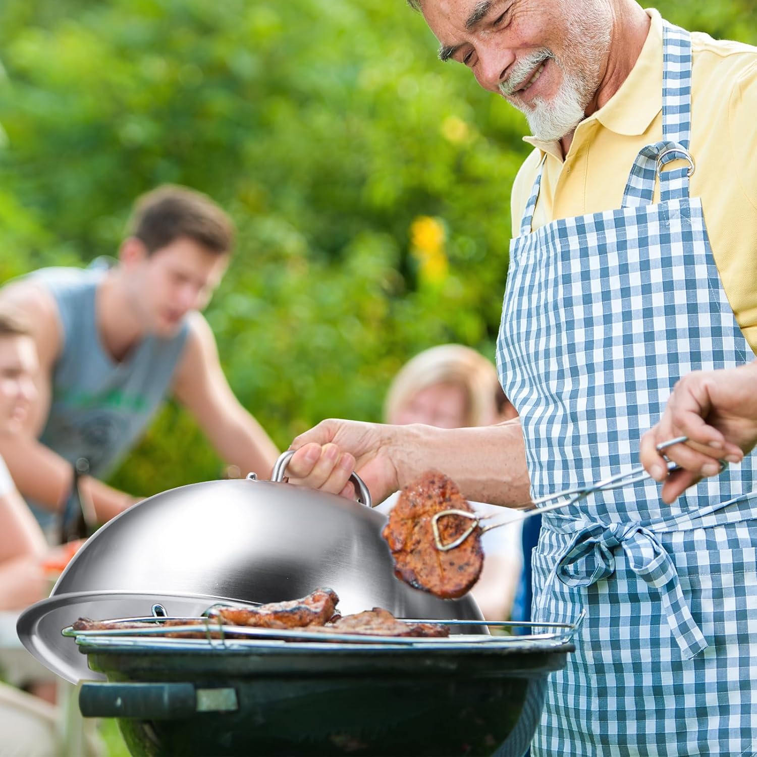 6 piezas de cúpula de fusión de quesos redondos, cúpula de fundición de acero inoxidable, cúpula de fundición para asar a la parrilla, accesorios de