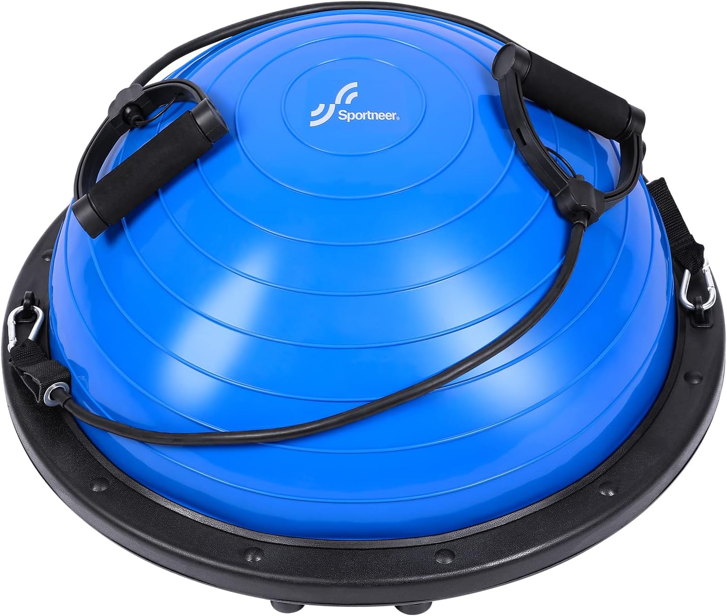 Sportneer Entrenador de pelota de equilibrio con bandas de resistencia y bomba, media pelota de yoga inflable para entrenamiento de cuerpo completo