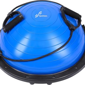 Sportneer Entrenador de pelota de equilibrio con bandas de resistencia y bomba, media pelota de yoga inflable para entrenamiento de cuerpo completo Sportneer Entrenador de pelota de equilibrio con bandas de resistencia y bomba, media pelota de yoga inflable para entrenamiento de cuerpo completo