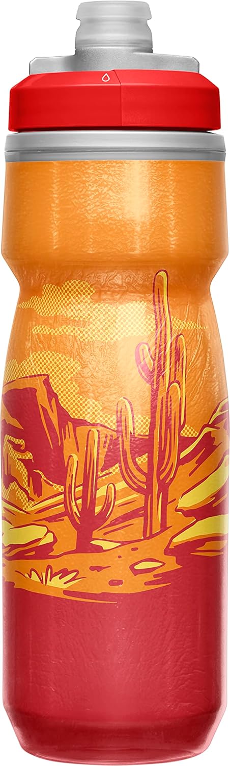 CamelBak Podium Chill Botella de agua aislada para bicicleta, botella fácil de apretar, se adapta a la mayoría de jaulas de bicicleta, 21 onzas,